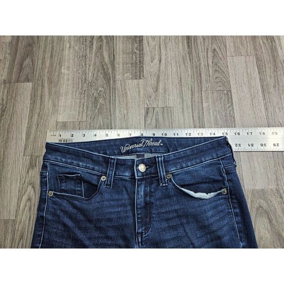 (3/$35) Universal Thread Size 2 / 26 Long Mid Rise Skinny Denim Blue Jeans - Picture 7 of 11